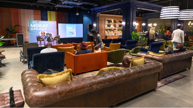 chairs facing a stage