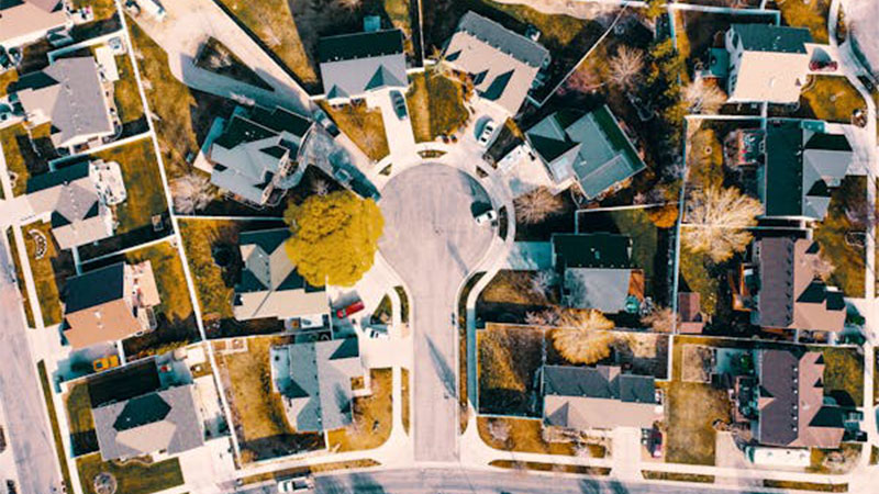 aerial of neighborhood