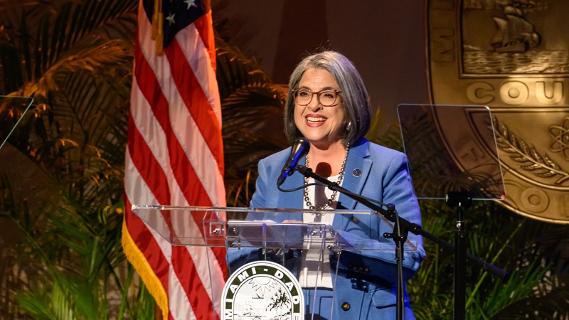 image of Mayor Daniella Levine Cava giving the 2026 state of the county speech