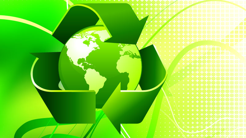 image of the earth surrounded by the recycling symbol