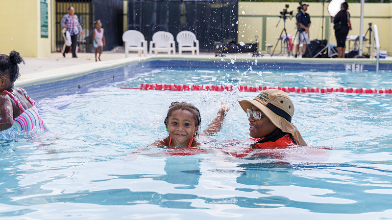 Swim lessons at a Miami-Dade County facility.