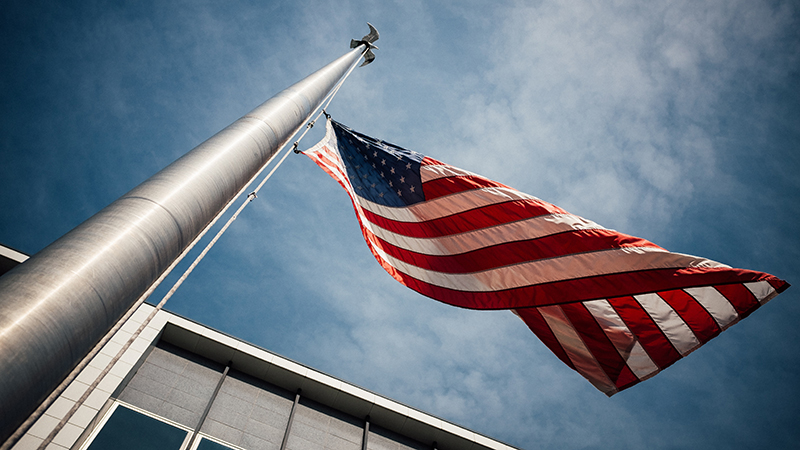 American flag on a pole