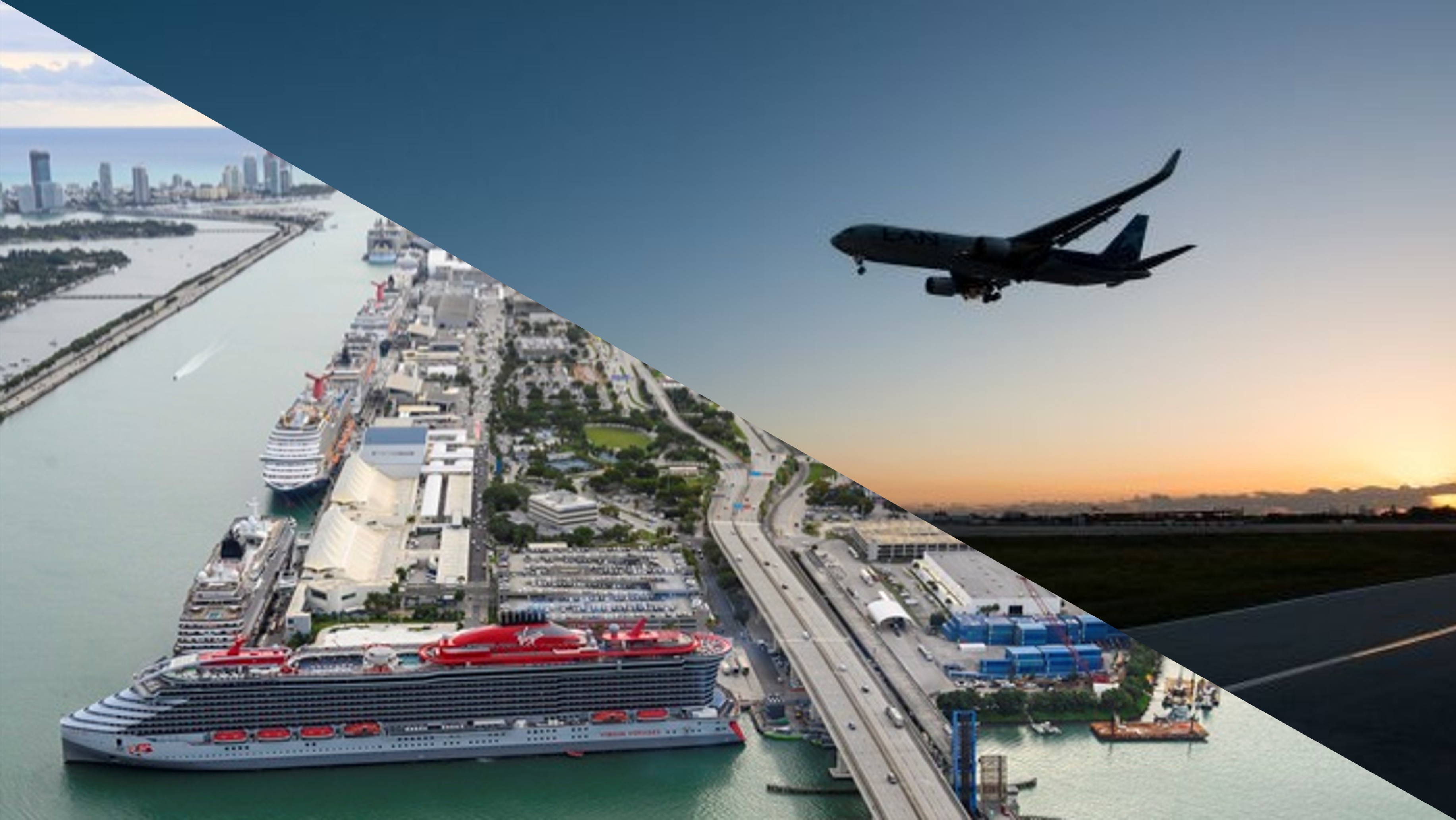 image of airplane and port miami
