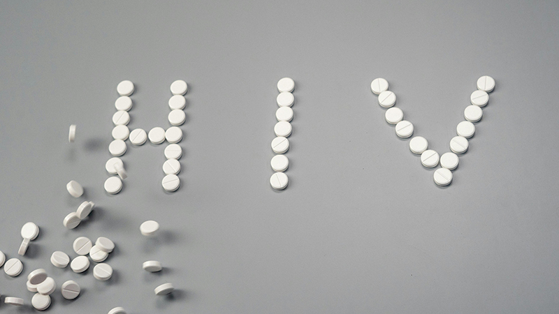 HIV spelled out with pills